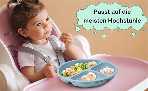 Mojinl St Ck Kinderteller Mit Saugnapf Rutschfest Silikon Baby Teller