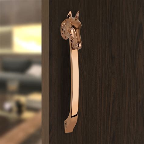 Chetak Horse Design Main Door Pull Handle Rose Gold Finish Handle