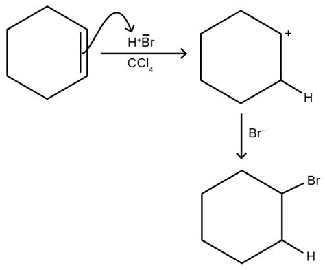 cyclohexene reaction with HBr in presence of CCl4