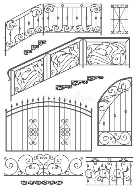 Vector Wrought Iron Modular Railings And Fences Stock Vector