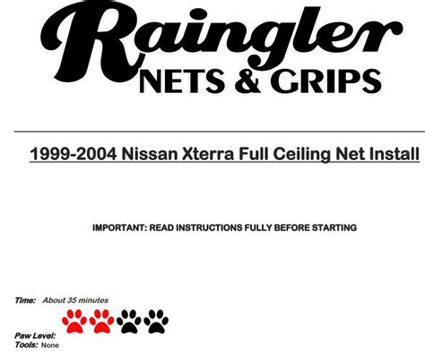 Raingler Nets Grips 1999 2004 Nissan Xterra Full Ceiling Net