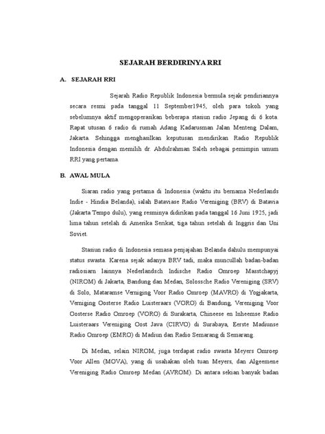 Sejarah Berdirinya Rri Pdf