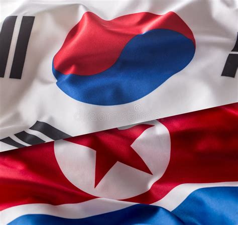 Bandeira De Coreia De Norte E Sul Sul Colorido E Bandeira Da Coreia Do