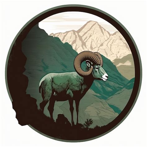 Premium Ai Image A Ram With A Mountain Landscape In The Background