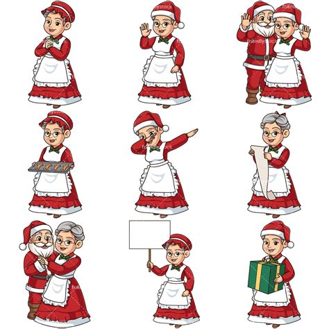 Mr And Mrs Santa Claus Cartoon Clipart Vector - FriendlyStock