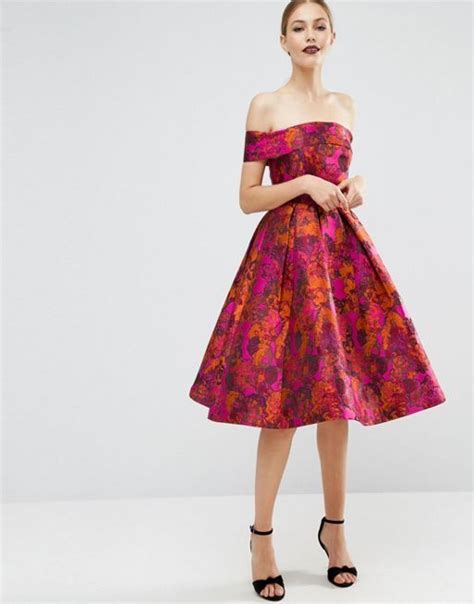 Asos Floral Jacquard Bardot Prom Dress Special Ocassion Dresses