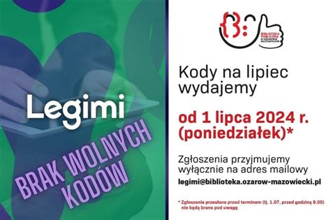 Brak Wolnych Kod W Legimi Na Lipiec Biblioteka Publiczna Im Ireny