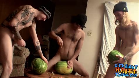 Straight Inked Guys Fuck Watermelons Until Cumming Redtube