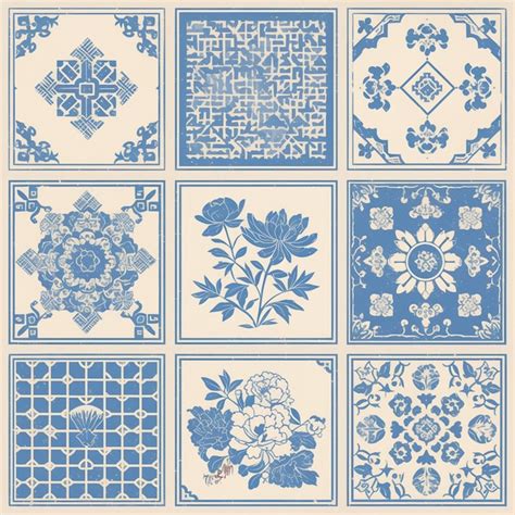 Korean Baekje patterns with historical elements | Premium AI-generated vector