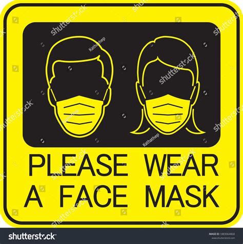 Please Wear A Face Mask Signs Royalty Free Stock Vector 1883064868