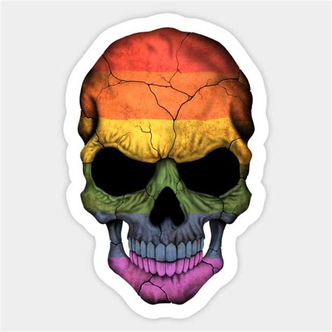 Gay Pride Rainbow Flag Skull Gay Pride Sticker TeePublic