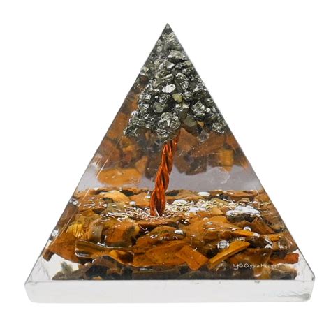 Tiger Eye With Pyrite Tree Orgone Pyramid Premium Certified Mix