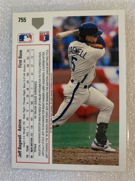 1991 UPPER DECK 755 Jeff Bagwell RC Astros HOF Recrue MLB BASEBALL