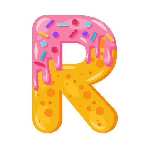 Donut Cartoon R Letter Vector Illustration Biscuit Bold Font Style