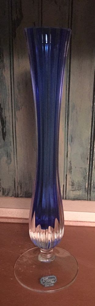 J G Durand Double Cased Cobalt Blue Clear Crystal Bud Vase France Ebay Blue Glassware Art