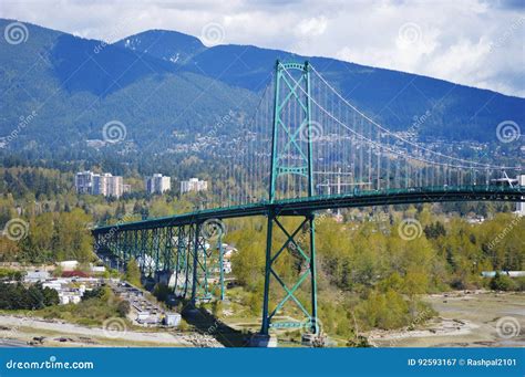 Lions Gate Bridge From Stanley Park In Vancouver Stock Image Image Of