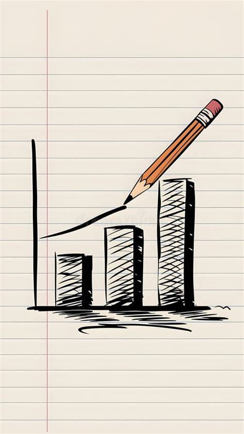 Hand Drawn Bar Graph With Pencil Symbolizing Growth And Progress Stock