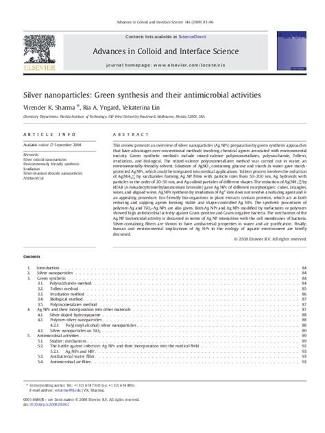 Pdf Silver Nanoparticles Green Synthesis And Their Antimicrobial