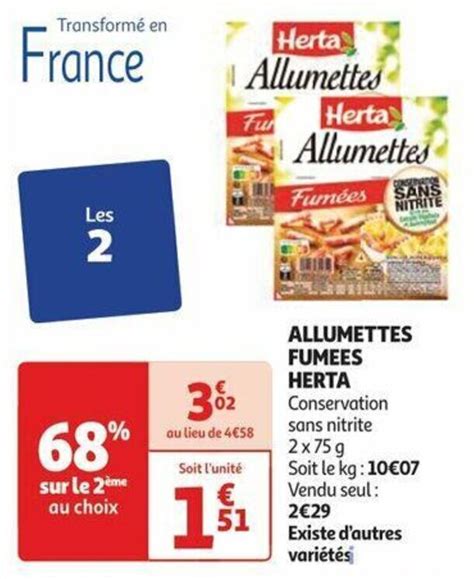 Promo Allumettes Fumees Herta Chez Auchan