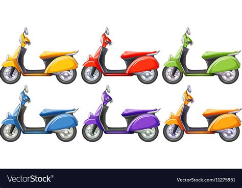 Scooters In Six Different Colors Royalty Free Vector Image