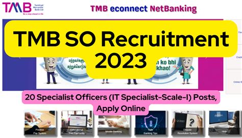 TMB SO Recruitment 2023 20 Specialist Officers IT Specialist Scale I