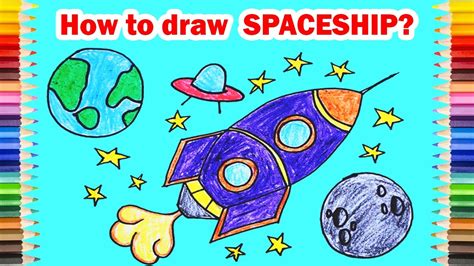 How To Draw A Spaceship Step By Step Easy For Kids Youtube