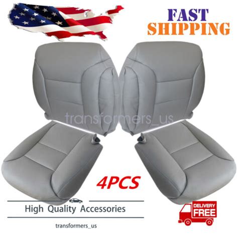 For 1995 1999 Gmc Sierra Chevy Tahoe Front Leather Bottom And Top Seat Cover Gray Ebay