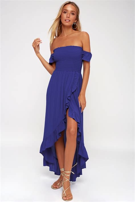 Lucy Love Wild Hearts Royal Blue Off The Shoulder Dress Lulus