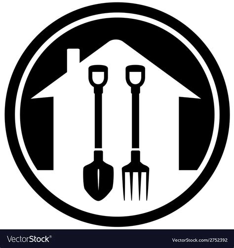 Garden Landscaping Icon With Shovel And Pitchfork Vector Image