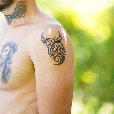 Tribal Bull Tattoo Tribal Bull Temporary Tattoo / Animal Tattoo / Black ...