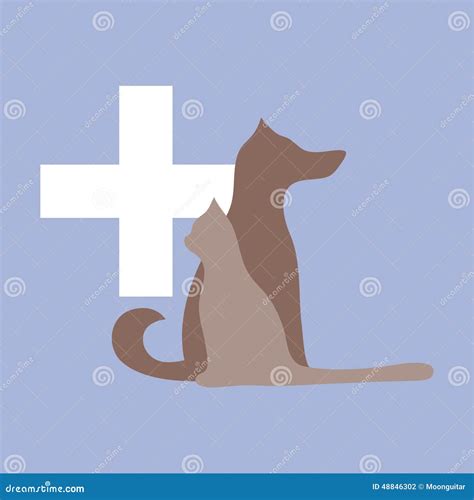 Veterinary Cross Cat And Dog Logo Stock Vector Illustration Of