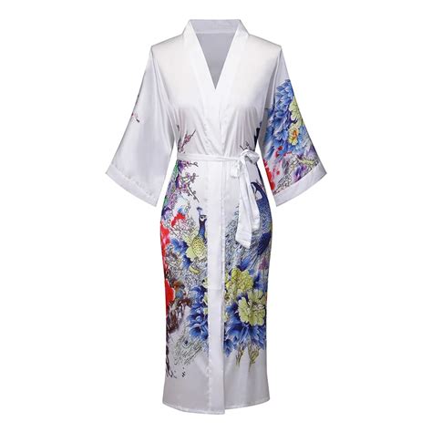 High Quality Satin Silk Long Bridesmaid Robes Sexy Floral Print Bride