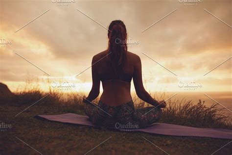 Woman Meditating In Lotus Position Lotus Position Meditation Yoga