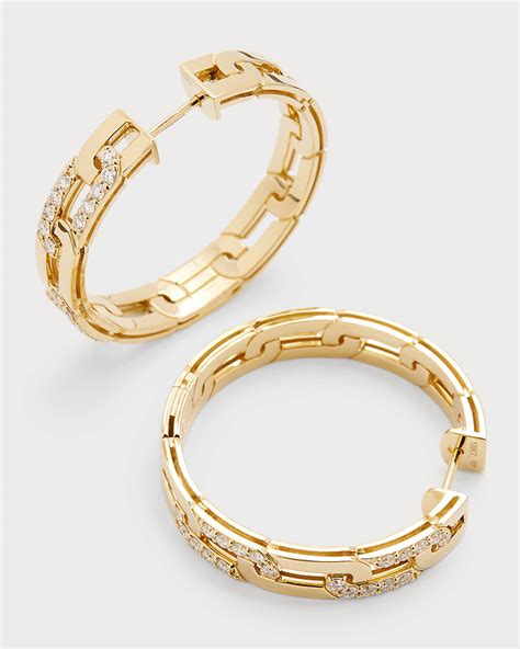 Roberto Coin 18k Yellow Gold Diamond Navarra Hoop Earrings 25mm Neiman Marcus