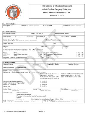 Fillable Online Sts The Society Of Thoracic Surgeons Adult Cardiac
