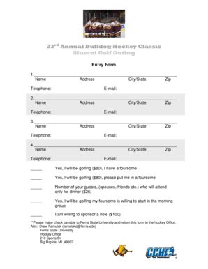 Fillable Online Ferris Golf Entry Form Ferris Fax Email Print