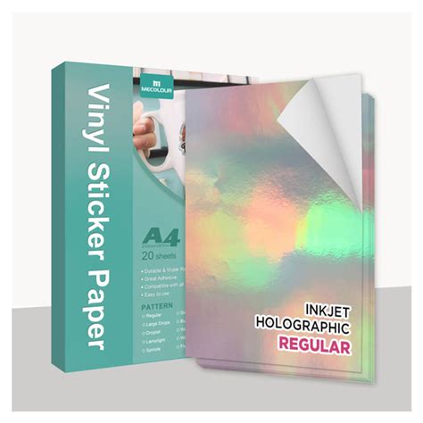 VINIL ADESIVO PET HOLOGRÁFICO JATO DE TINTA MECOLOUR A4