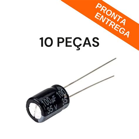 Kit 10 Peças Capacitor Eletrolítico 100uf 35v 105ºc 8x115 Ketuo Capacitores Achei