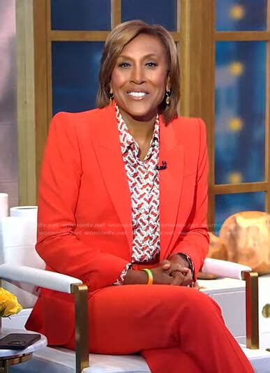 Wornontv Robins Print Blouse And Orange Blazer On Good Morning America Robin Roberts