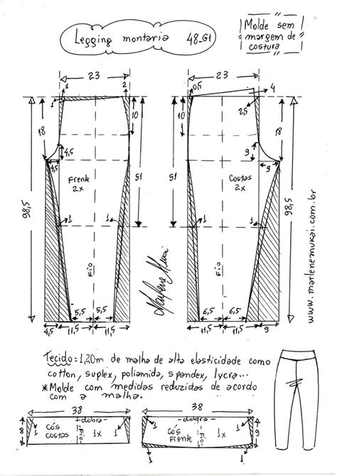 Calça legging ou montaria cós largo Marlene Mukai Shorts pattern