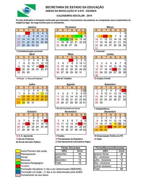 Educação Divulga Calendário Escolar Da Rede Estadual Portal CambÉ