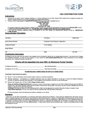 Fillable Online Pebp State Nv Hsa Contribution Form Instructions Pebp