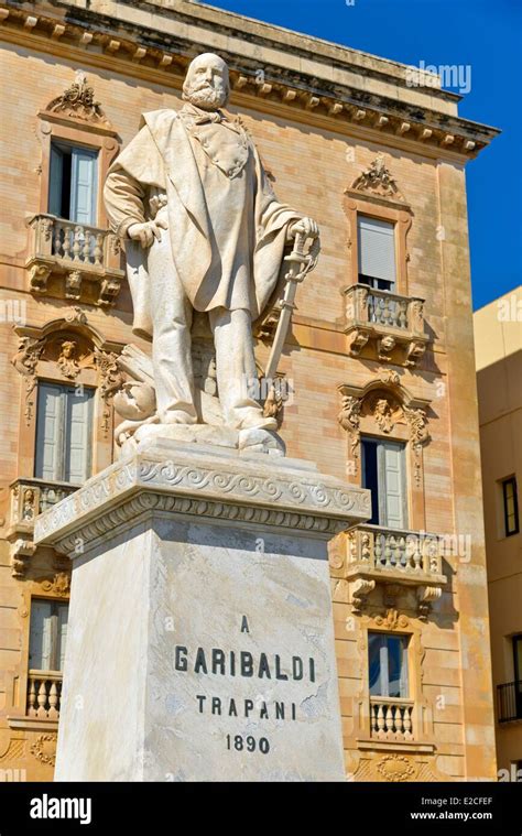 Italy Sicily Trapani Historic Center Statue Of Garibaldi With A