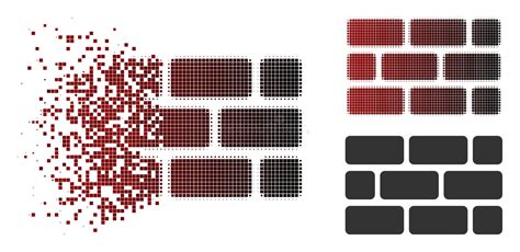 Icono De Semitono Punteado Destructed De La Pared De Ladrillo