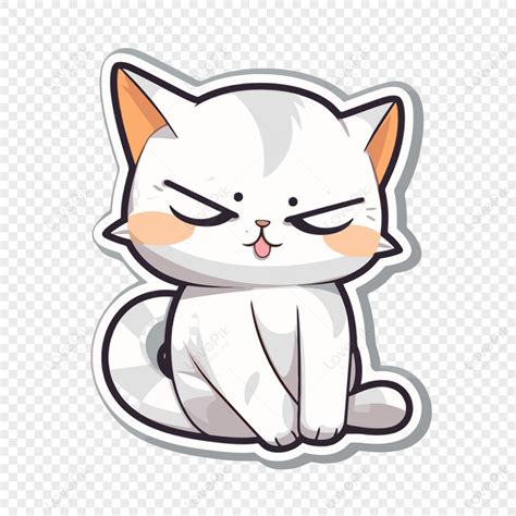 Gambar Stiker Ilustrasi Kartun Kucing Nendor Imut Imut Imut Kawaii ...