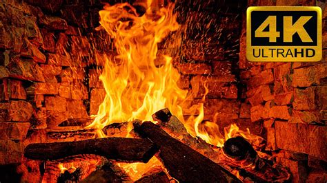 Relaxing Fireplace Ambience 🔥 Wonderful Fireplace Burning 4K UHD (3 ...