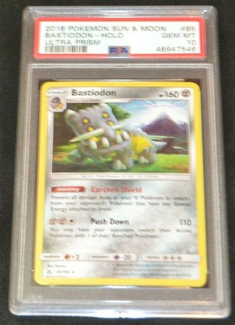 Holo Foil Bastiodon 85 156 Ultra Prism Set Pokemon Trading Cards PSA 10