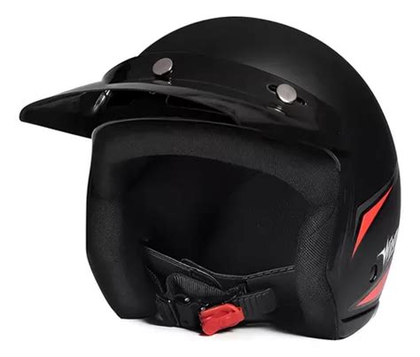 Capacete Aberto Taurus Wind Tecno Preto Fosco E Vermelho Tamanho 56