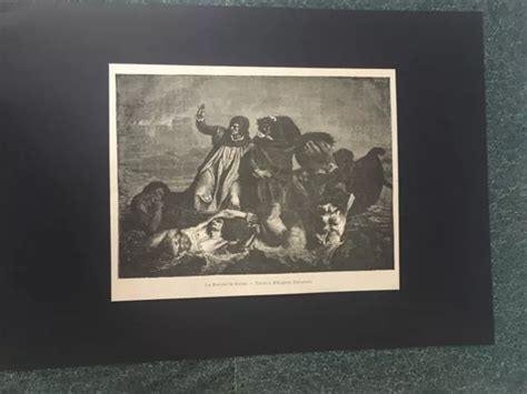 LA BARQUE DE Dante painting by Eugène Delacroix engraving on wood