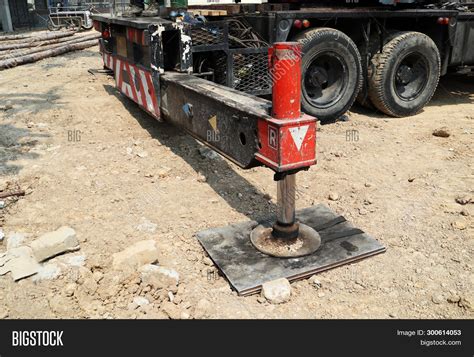 outrigger mobile crane image photo  trial bigstock